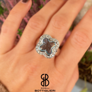 Anelle fiore Acquamarina